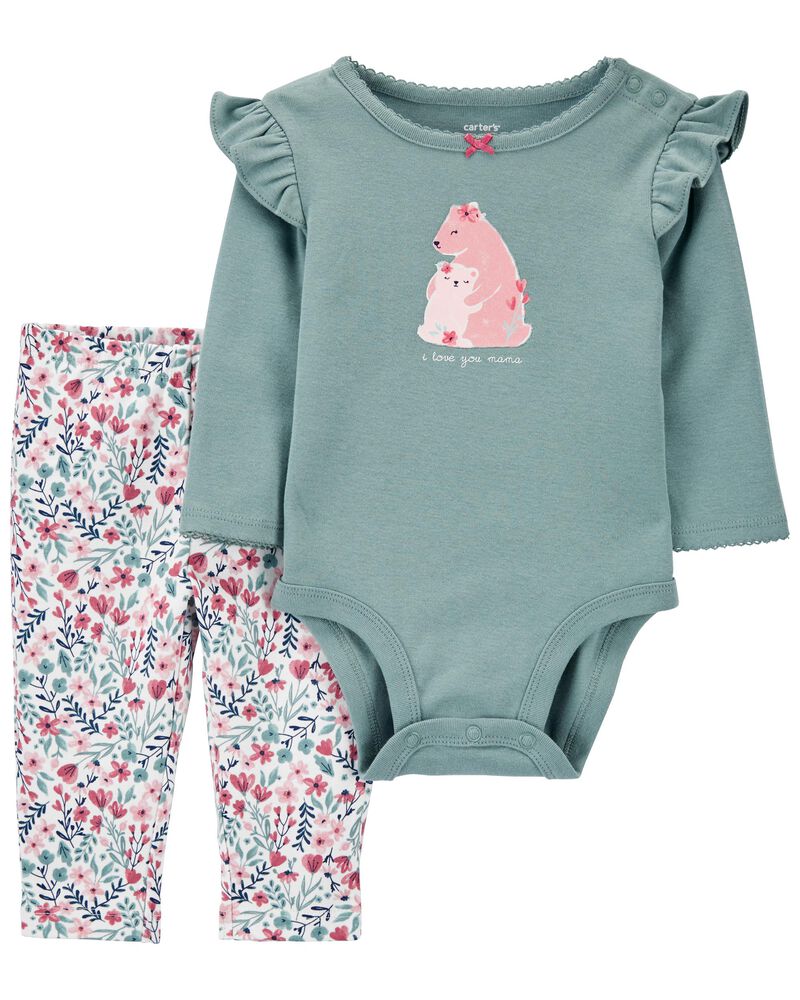 2 Piece Set Pink Camo Cotton Infant One Piece Bodysuits 